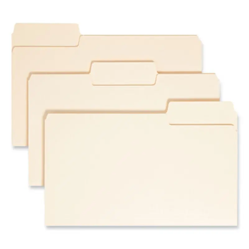 SuperTab Top Tab File Folders, 1/3-Cut Tabs: Assorted, Legal Size, 0.75" Expansion, 14-pt Manila, 50/Box - File Folders | Smead