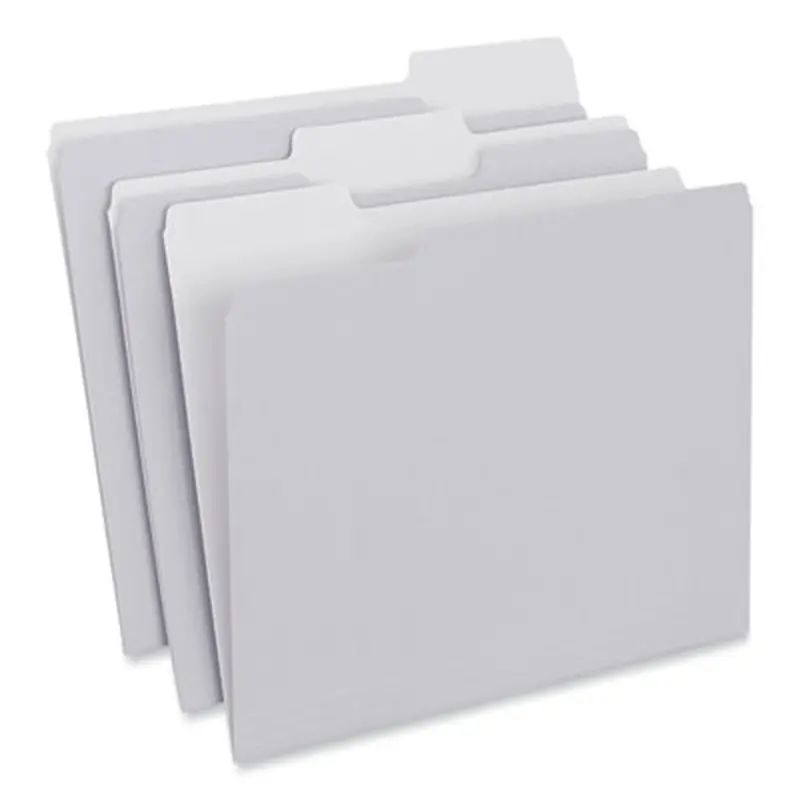 Top Tab File Folders, 1/3-Cut Tabs: Assorted, Letter Size, 0.75" Expansion, Gray, 100/Box - File Folders | Universal