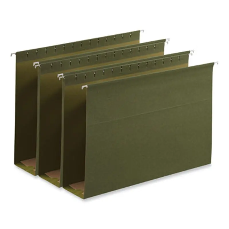 Box Bottom Hanging File Folders, 3" Capacity, Legal Size, 1/5-Cut Tabs, Standard Green, 25/Box - Hanging File Folders | Universal