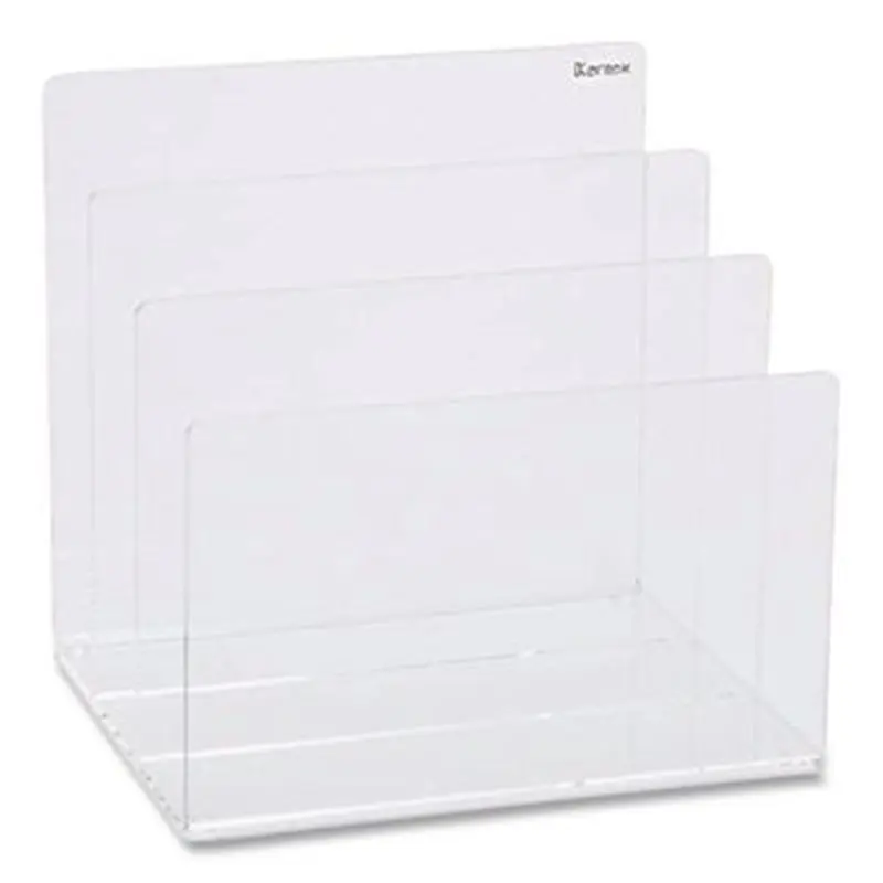 Clear Acrylic Desk File, 3 Sections, Letter to Legal Size Files, 8" x 6.5" x 7.6", Clear - Desktop Document Racks & Sorters | Kantek