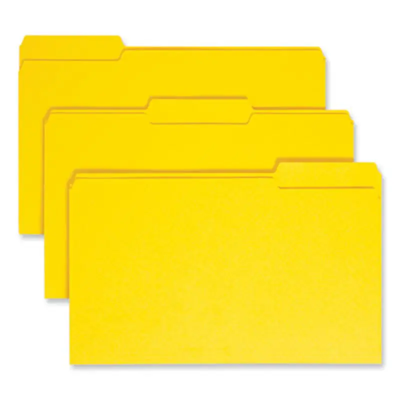 Colored File Folders, 1/3-Cut Tabs: Assorted, Legal Size, 0.75" Expansion, Yellow, 100/Box - File Folders | Smead