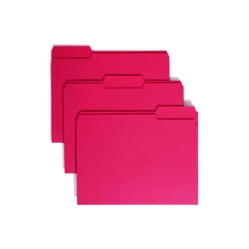 Colored File Folders, 1/3-Cut Tabs: Assorted, Letter Size, 0.75" Expansion, Red, 100/Box - File Folders | Smead