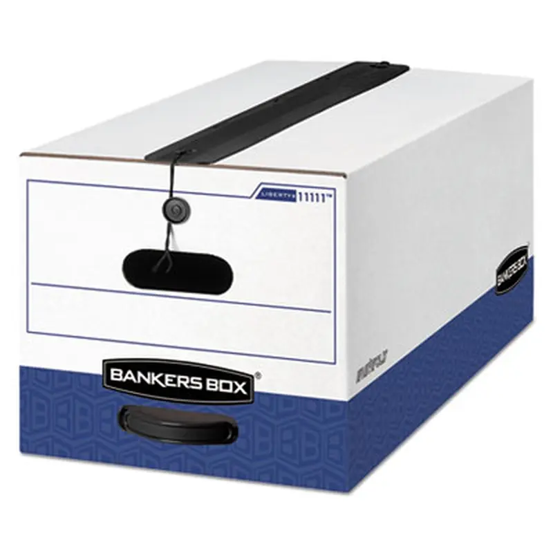 LIBERTY Plus Heavy-Duty Strength Storage Boxes, Letter Files, 12.25" x 24.13" x 10.75", White/Blue, 12/Carton - File Boxes | Bankers Box