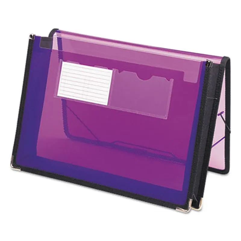 Poly Wallets, 2.25" Expansion, 1 Section, Elastic Cord Closure, Letter Size, Translucent Purple - File Jackets/Sleeves/Wallets | Smead