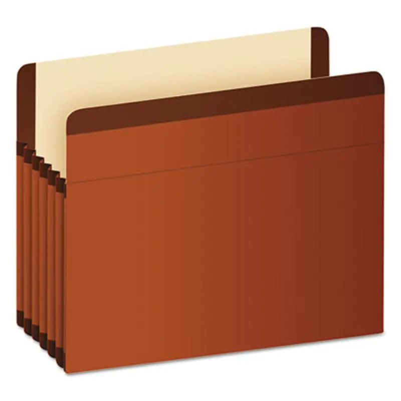 Premium Reinforced Expanding File Pockets, 5.25" Expansion, Letter Size, Red Fiber, 5/Box - File Jackets/Sleeves/Wallets | Pendaflex