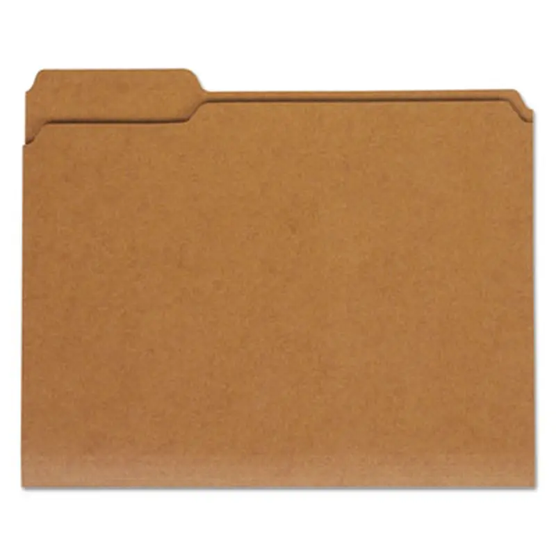 Reinforced Kraft Top Tab File Folders, 1/3-Cut Tabs: Assorted, Letter Size, 0.75" Expansion, Brown, 100/Box - File Folders | Universal