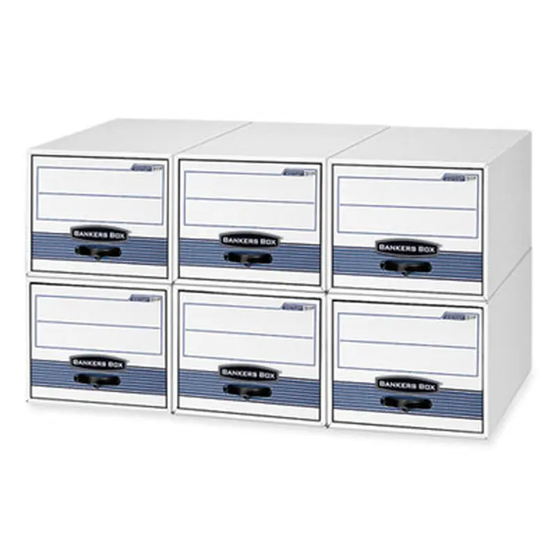 STOR/DRAWER STEEL PLUS Extra Space-Savings Storage Drawers, Letter Files, 14" x 25.5" x 11.5", White/Blue, 6/Carton - File Boxes | Bankers Box