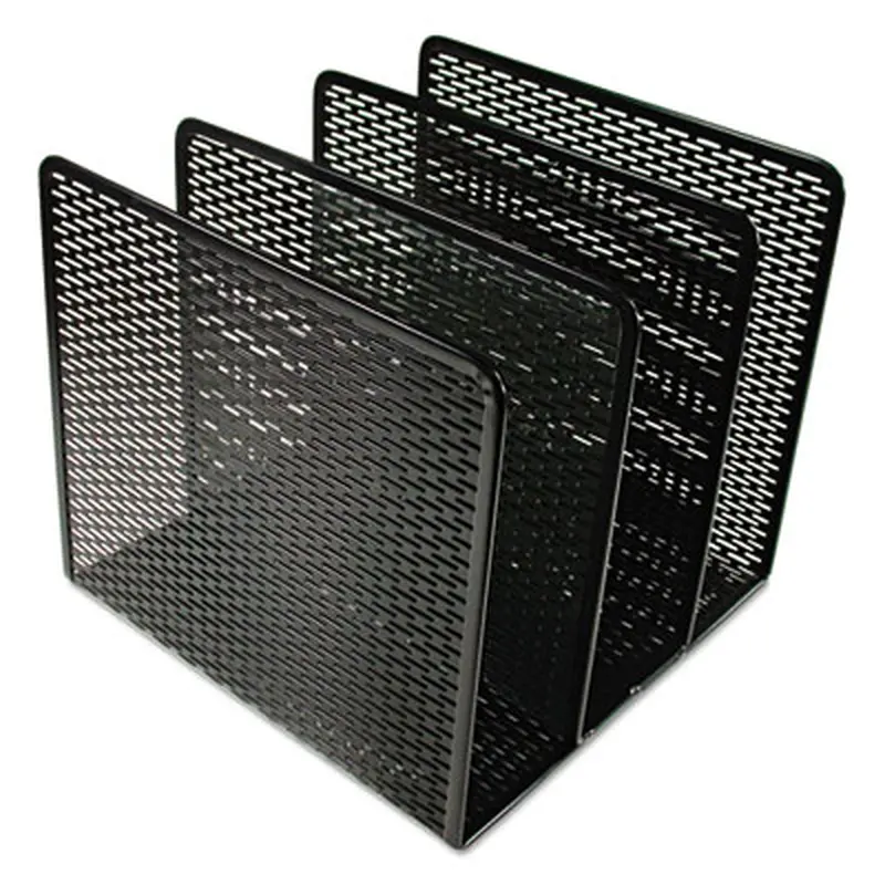 Urban Collection Punched Metal File Sorter, 3 Sections, Letter Size Files, 8" x 8" x 7.25", Black - Desktop Document Racks & Sorters | Artistic