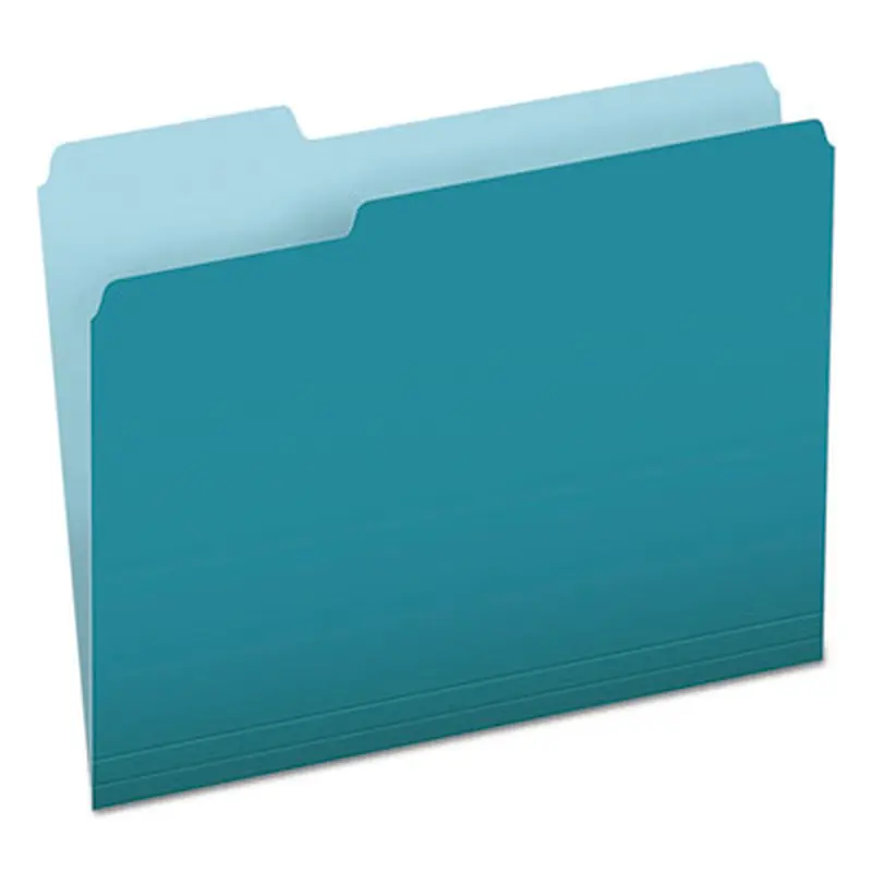 Colored File Folders, 1/3-Cut Tabs: Assorted, Letter Size, Teal/Light Teal, 100/Box - File Folders | Pendaflex