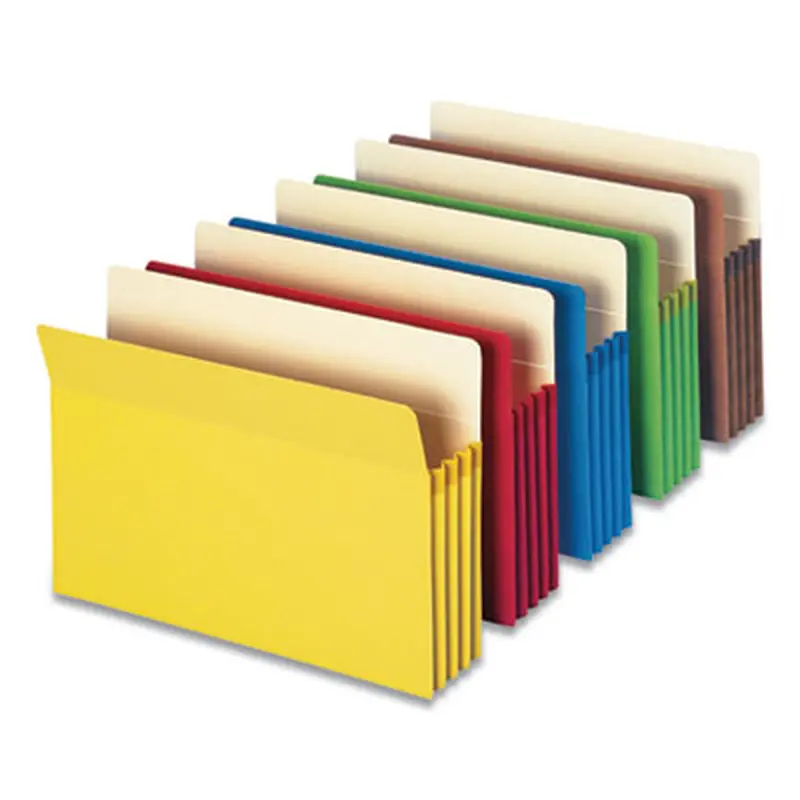 Colored File Pockets, 3.5" Expansion, Legal Size, Assorted Colors, 5/Pack - File Jackets/Sleeves/Wallets | Smead