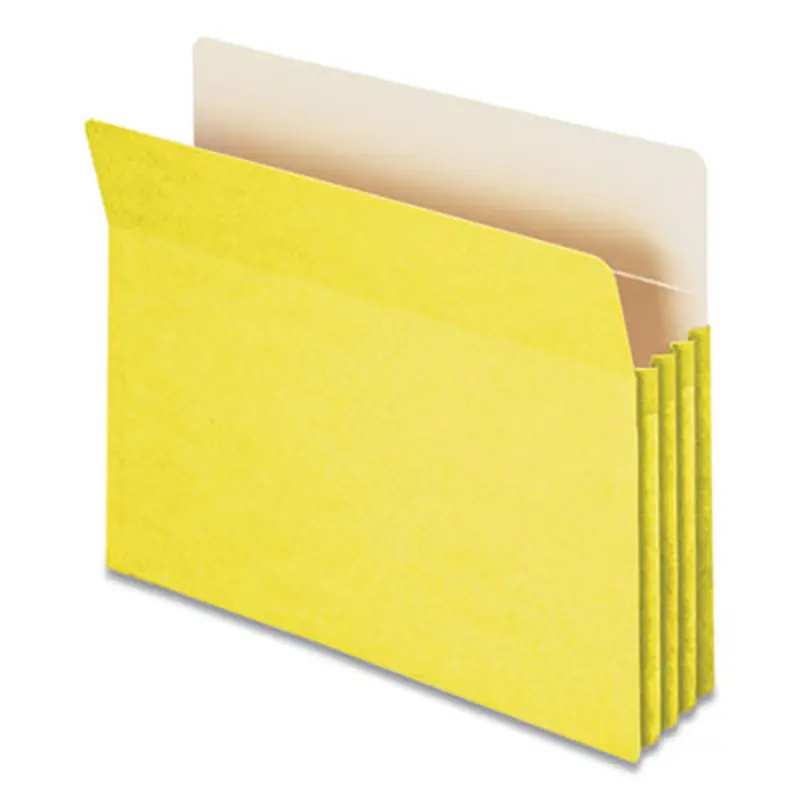 Colored File Pockets, 3.5" Expansion, Letter Size, Yellow - File Jackets/Sleeves/Wallets | Smead
