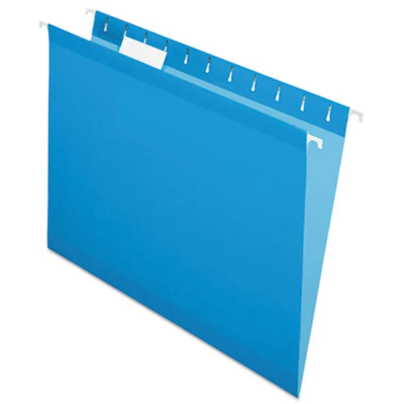 Colored Reinforced Hanging Folders, Letter Size, 1/5-Cut Tabs, Blue, 25/Box - Hanging File Folders | Pendaflex