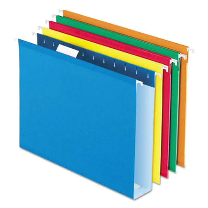 Extra Capacity Reinforced Hanging File Folders with Box Bottom, 2" Capacity, Letter Size, 1/5-Cut Tab, Assorted Colors,25/BX - Hanging File Folders | Pendaflex