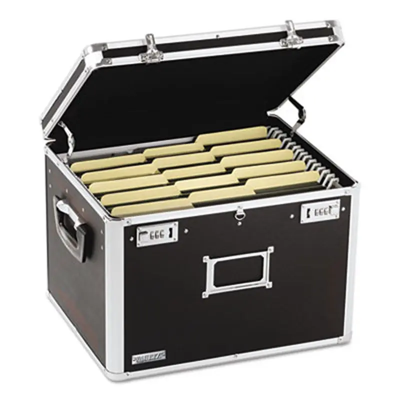 Locking File Chest with Adjustable File Rails, Letter/Legal Files, 17.5" x 14" x 12.5", Black - File Boxes | Vaultz