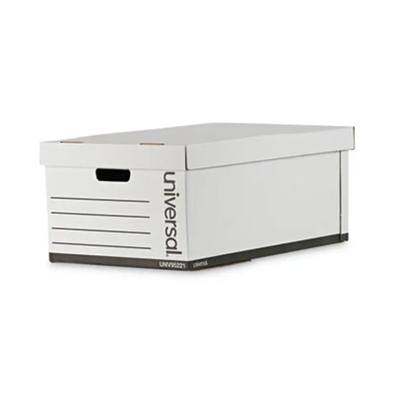 Medium-Duty Easy Assembly Storage Box, Legal Files, White, 12/Carton - File Boxes | Universal