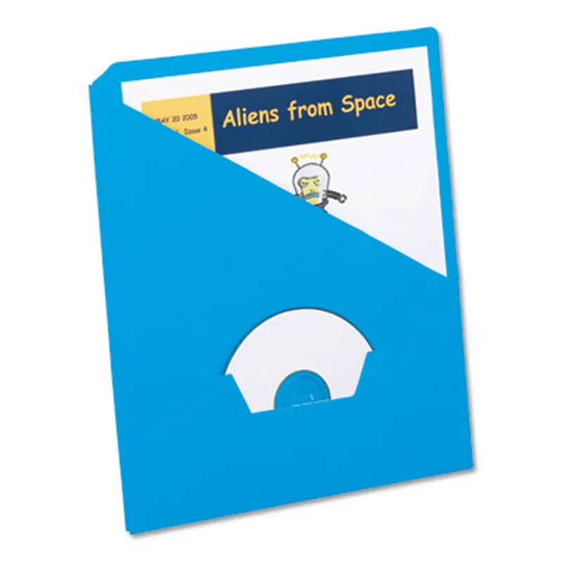 Slash Pocket Project Folders, 3-Hole Punched, Straight Tab, Letter Size, Blue, 25/Pack - Project Folders | Pendaflex
