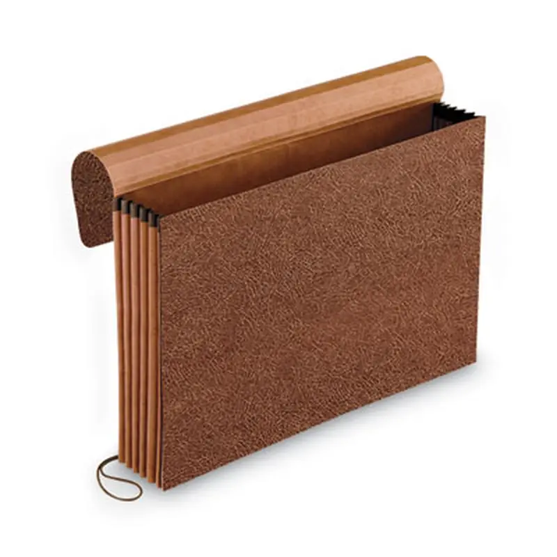 Standard Expanding Wallet with Fiber Gussets, 5.25" Expansion, 1 Section, Elastic Cord Closure, Legal Size, Red Fiber - File Jackets/Sleeves/Wallets | Pendaflex