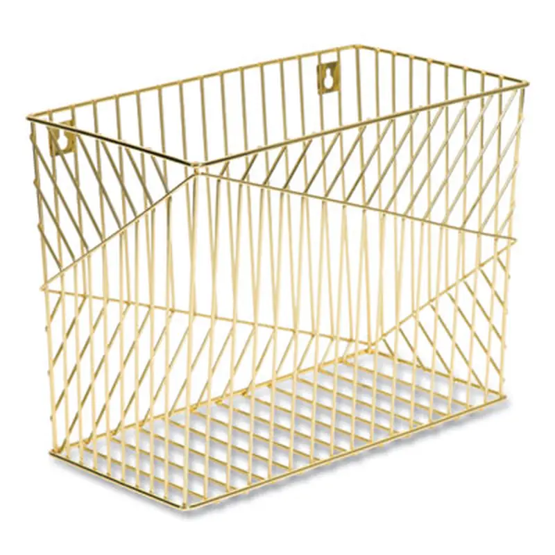 Vena Hanging File Basket, Letter Size, 6.85" Long, Gold - Hanging File Folder Racks | U Brands