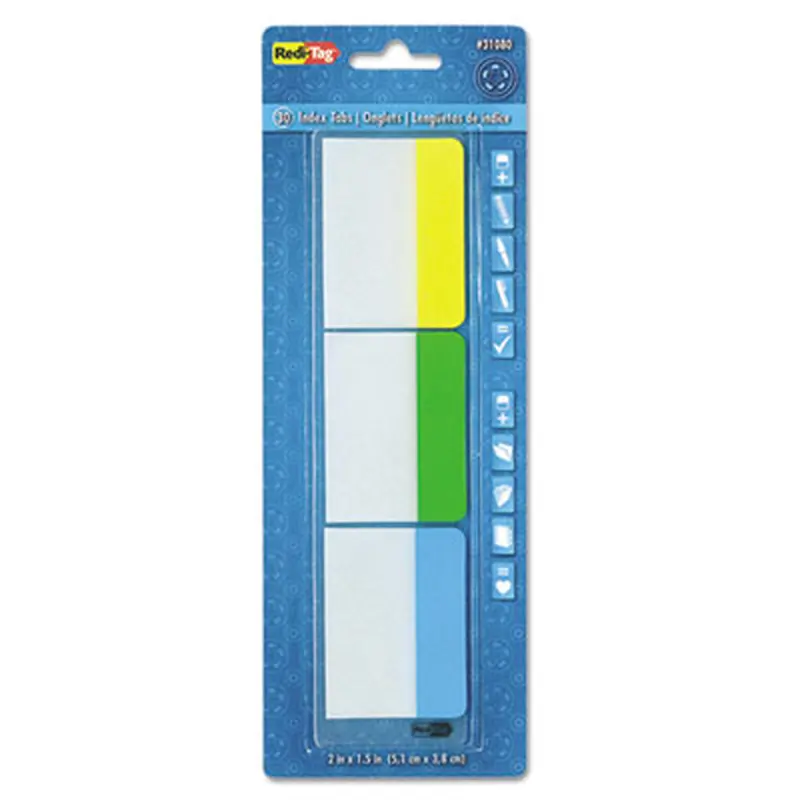 Write-On Index Tabs, 1/5-Cut, Assorted Colors, 2" Wide, 30/Pack - File Inserts/Tabs | Redi-Tag