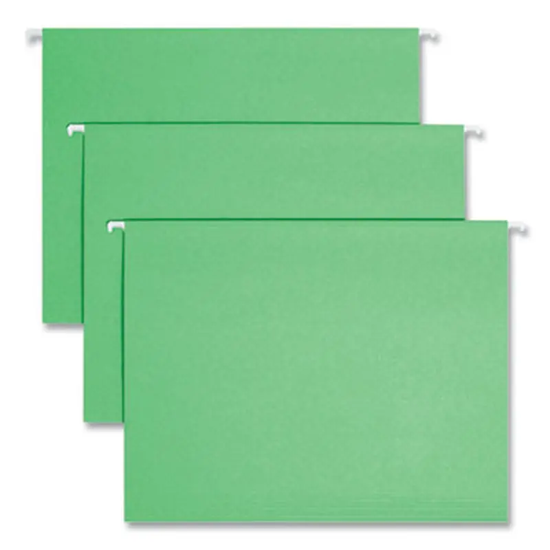 Colored Hanging File Folders with 1/5 Cut Tabs, Letter Size, 1/5-Cut Tabs, Green, 25/Box - Hanging File Folders | Smead