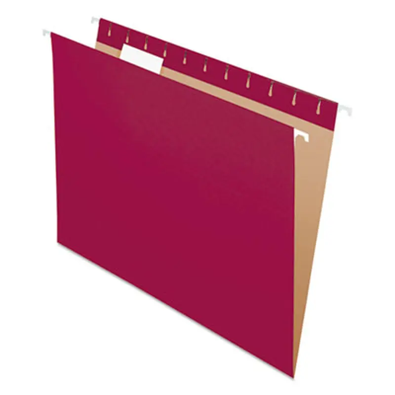 Colored Hanging Folders, Letter Size, 1/5-Cut Tabs, Burgundy, 25/Box - Hanging File Folders | Pendaflex
