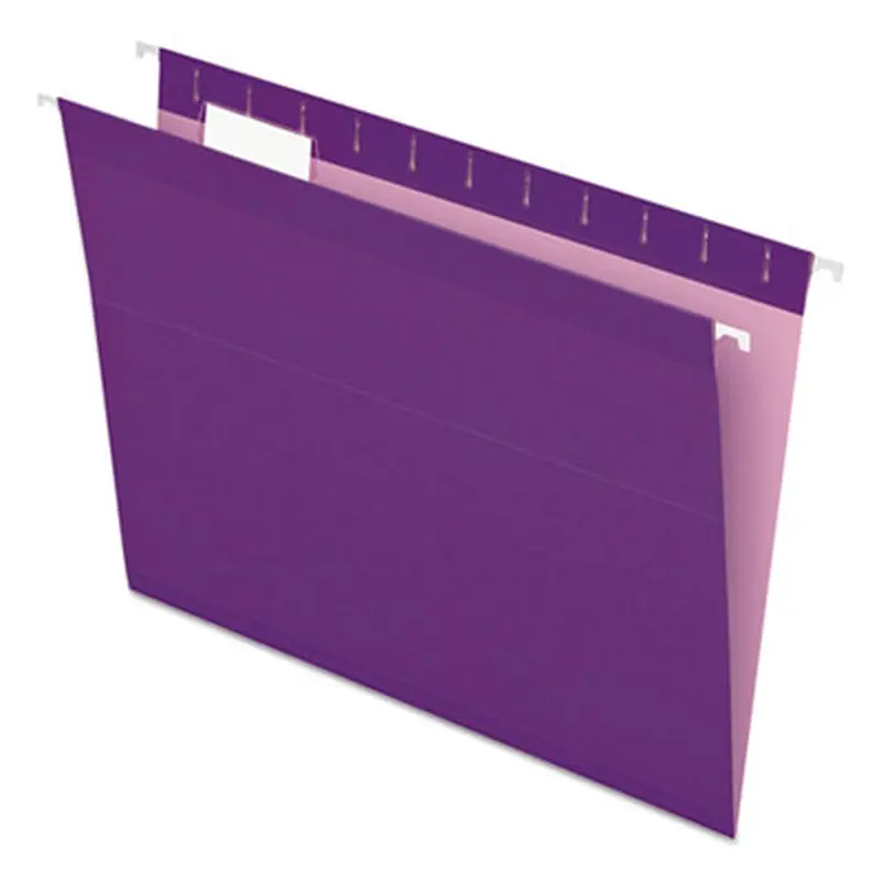 Colored Reinforced Hanging Folders, Letter Size, 1/5-Cut Tabs, Violet, 25/Box - Hanging File Folders | Pendaflex