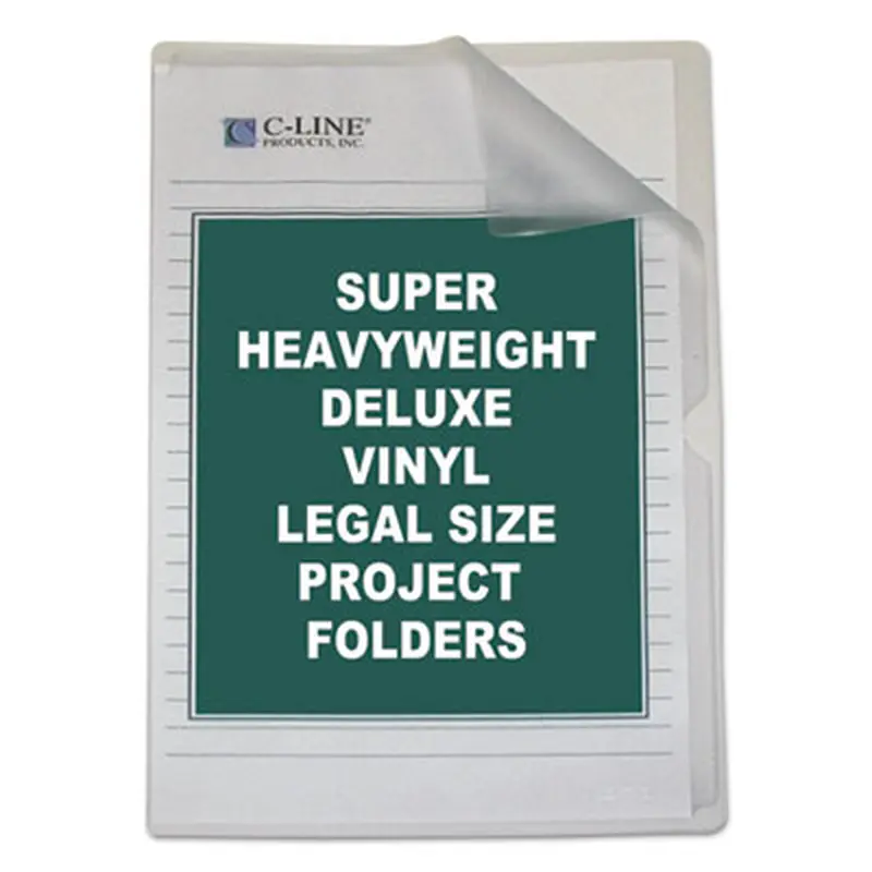 Deluxe Vinyl Project Folders, Legal Size, Clear, 50/Box - Project Folders | C-Line