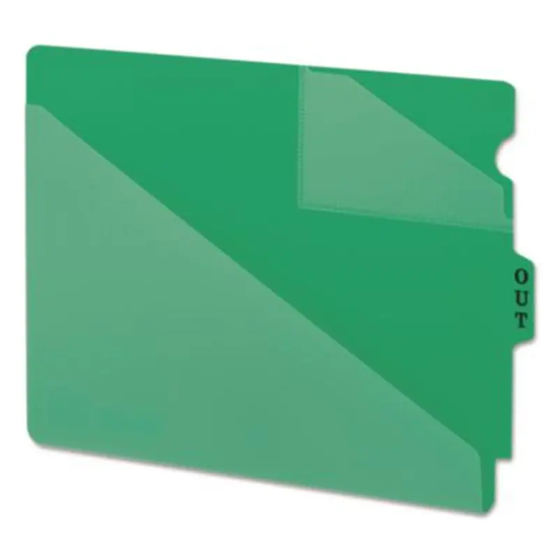 End Tab Poly Out Guides, Two-Pocket Style, 1/3-Cut End Tab, Out, 8.5 x 11, Green, 50/Box - File Guides | Smead