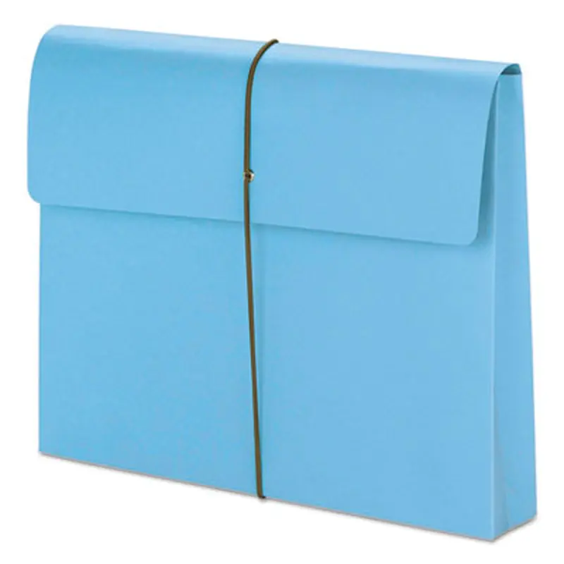 Expanding Wallet with Elastic Cord, 2" Expansion, 1 Section, Elastic Cord Closure, Letter Size, Blue, 10/Box - File Jackets/Sleeves/Wallets | Smead