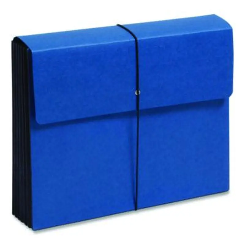 Extra-Wide Expanding Wallets with Elastic Cord, 5.25" Expansion, 1 Section, Elastic Cord Closure, Letter Size, Navy Blue - File Jackets/Sleeves/Wallets | Smead