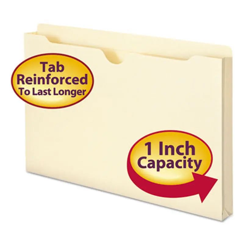 Manila File Jackets, 2-Ply Straight Tab, Legal Size, Manila, 50/Box - File Jackets/Sleeves/Wallets | Smead