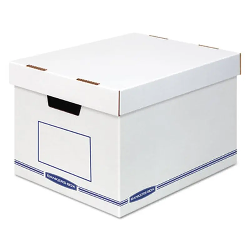 Organizer Storage Boxes, X-Large, 12.75" x 16.5" x 10.5", White/Blue, 12/Carton - File Boxes | Bankers Box