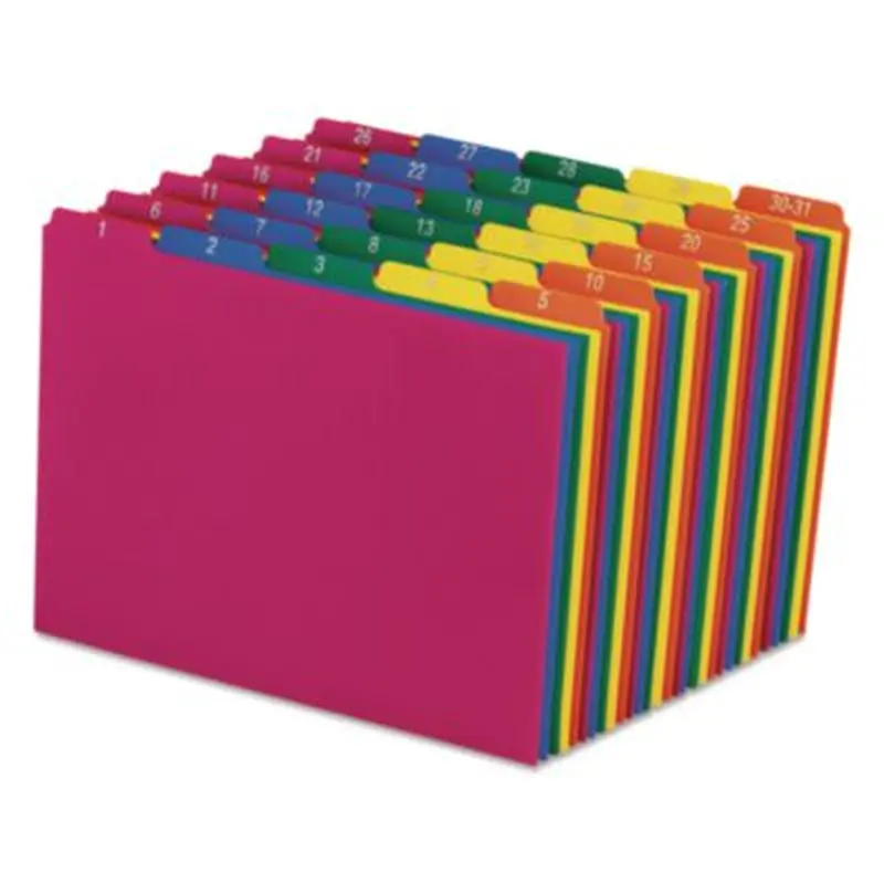 Poly Top Tab File Guides, 1/5-Cut Top Tab, 1 to 30-31, 8.5 x 11, Assorted Colors, 31/Set - File Guides | Pendaflex