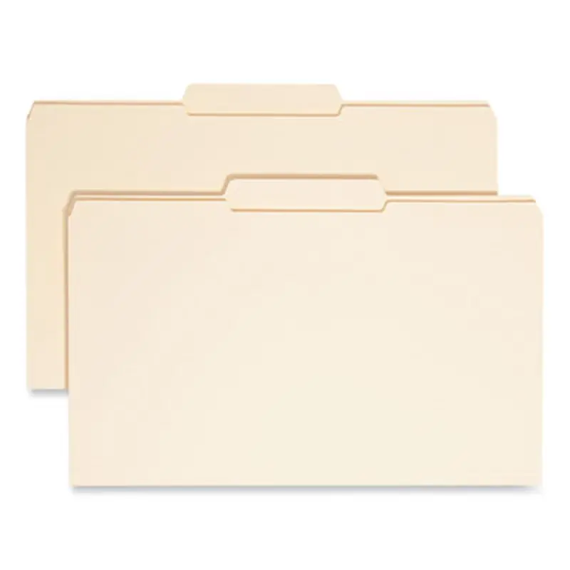 Reinforced Tab Manila File Folders, 1/3-Cut Tabs: Center Position, Legal Size, 0.75" Expansion, 11-pt Manila, 100/Box - File Folders | Smead
