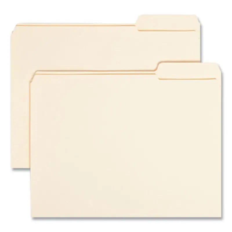 Reinforced Tab Manila File Folders, 1/3-Cut Tabs: Right Position, Letter Size, 0.75" Expansion, 11-pt Manila, 100/Box - File Folders | Smead