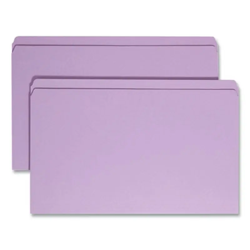 Reinforced Top Tab Colored File Folders, Straight Tabs, Legal Size, 0.75" Expansion, Lavender, 100/Box - File Folders | Smead