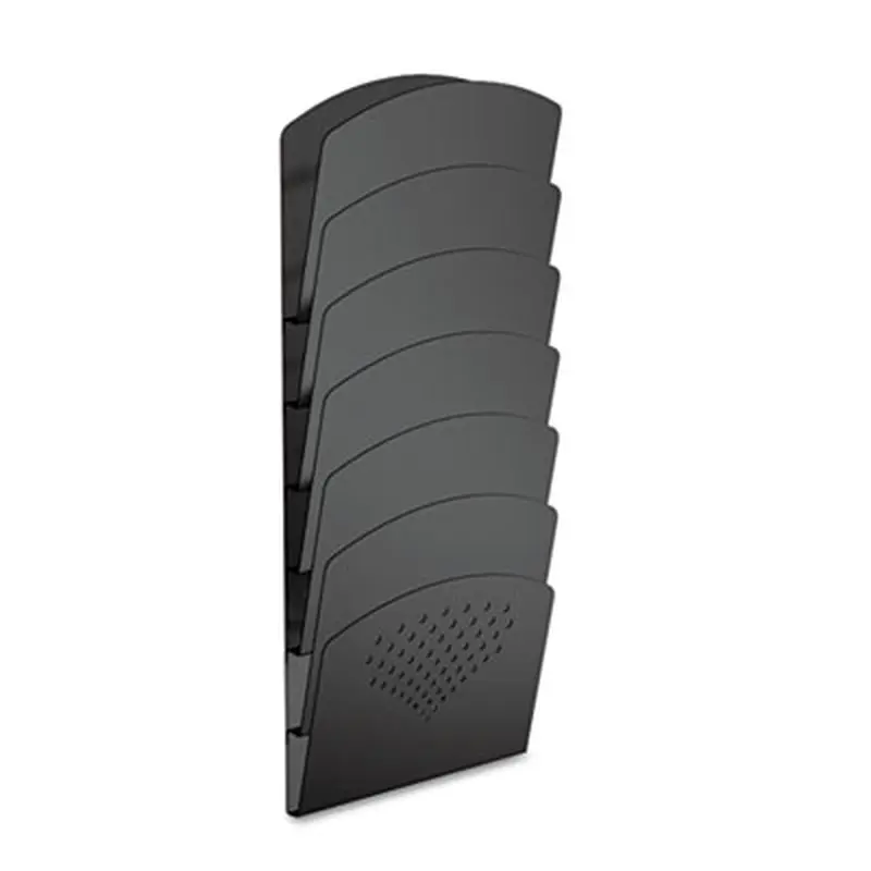Steel Wall Rack, 7 Sections, Letter/Legal Size, 9.5" x 2" x 21.75", Black - Hanging File Systems | Safco