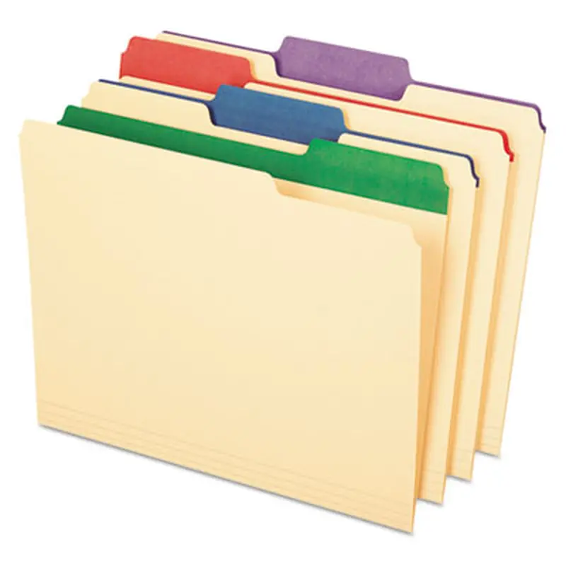 Color Tab File Folders, 1/3-Cut Tabs: Assorted, Letter Size, 0.75" Expansion, Manila, 50/Box - File Folders | Pendaflex