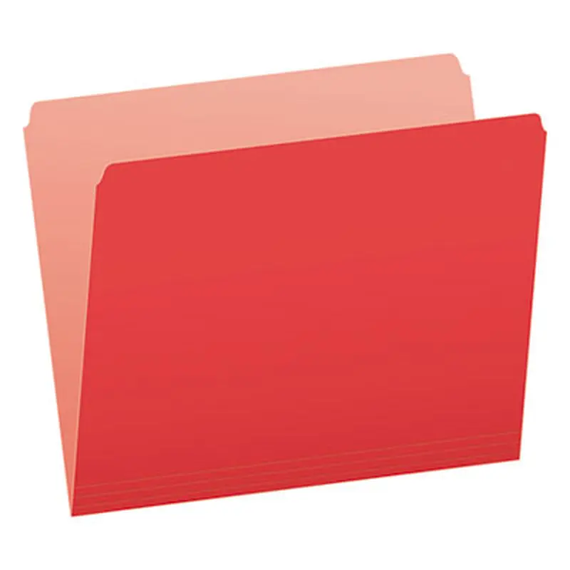 Colored File Folders, Straight Tabs, Letter Size, Red/Light Red, 100/Box - File Folders | Pendaflex