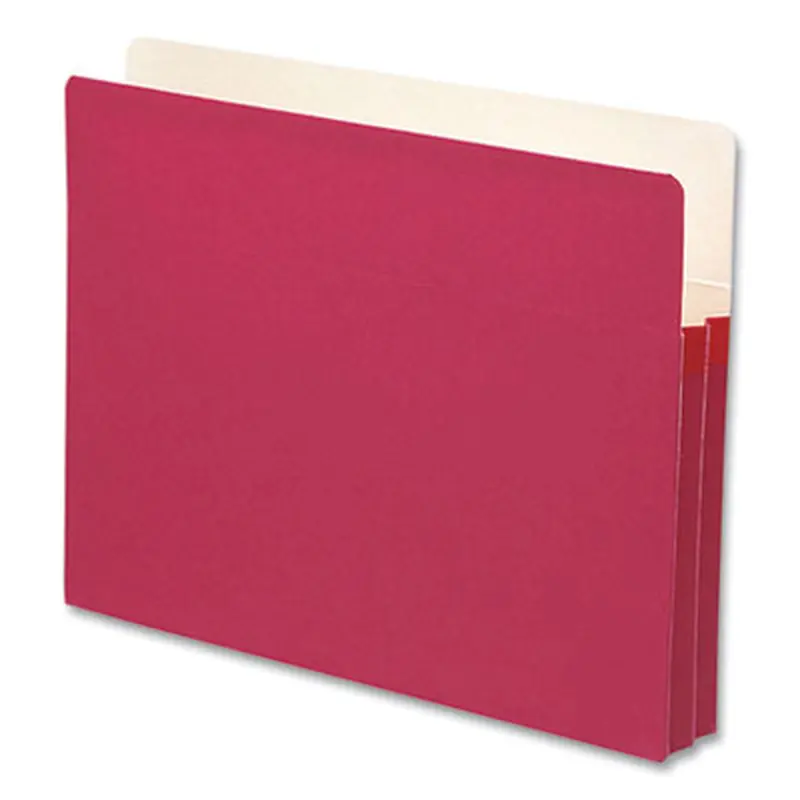 Colored File Pockets, 1.75" Expansion, Letter Size, Red - File Jackets/Sleeves/Wallets | Smead