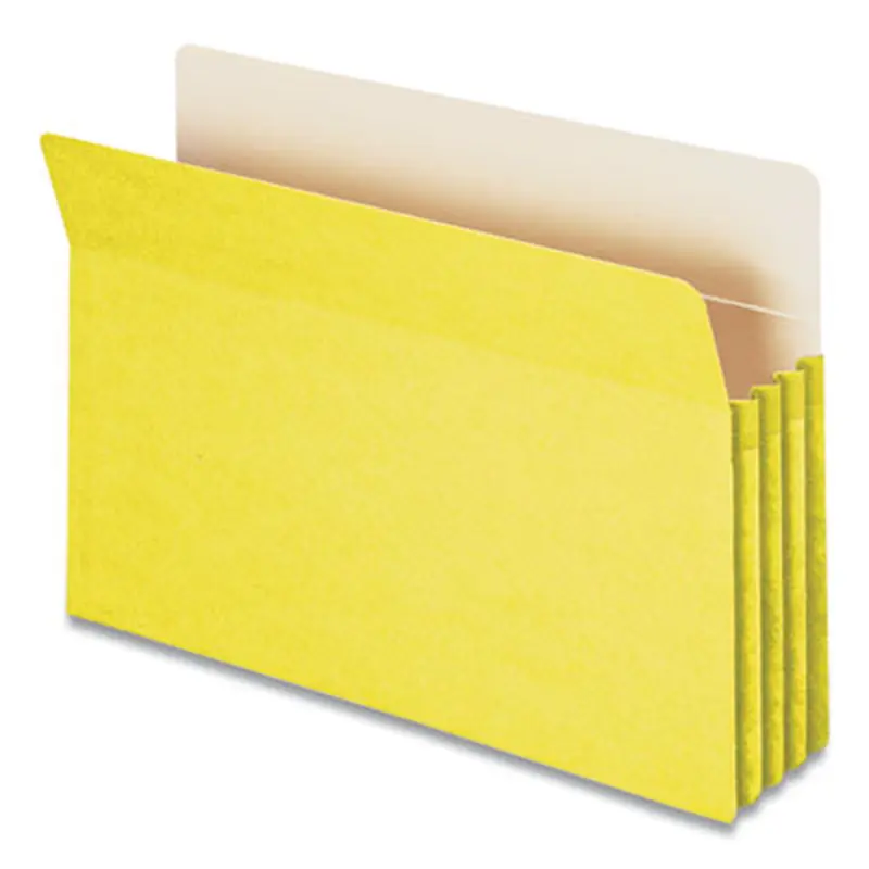 Colored File Pockets, 3.5" Expansion, Legal Size, Yellow - File Jackets/Sleeves/Wallets | Smead