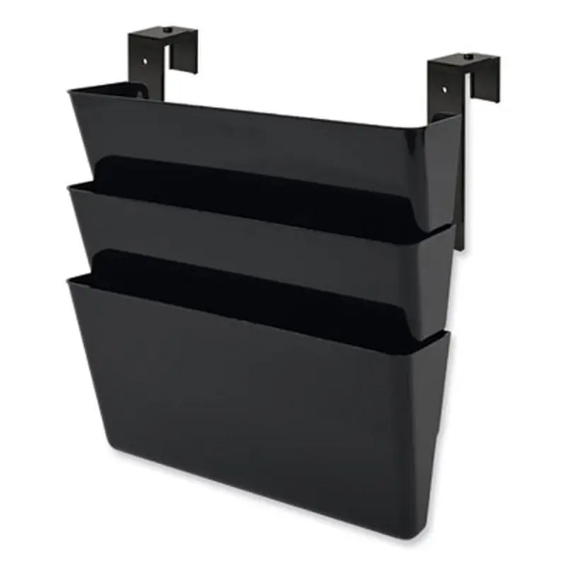 DocuPocket Stackable Three-Pocket Partition Wall File, 3 Sections, Letter Size, 13" x 4", Black - Hanging File Systems | deflecto