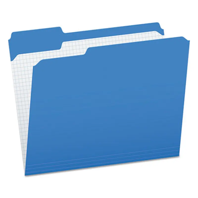 Double-Ply Reinforced Top Tab Colored File Folders, 1/3-Cut Tabs: Assorted, Letter Size, 0.75" Expansion, Blue, 100/Box - File Folders | Pendaflex