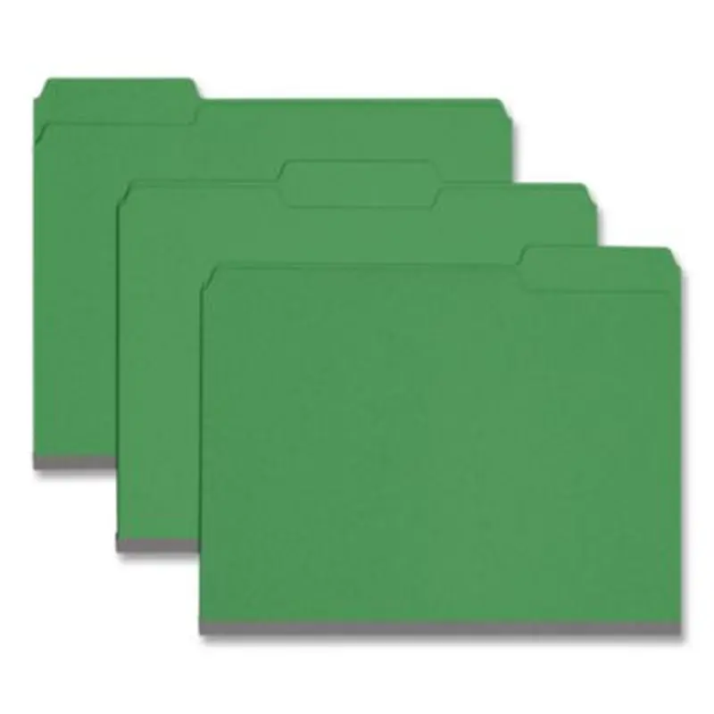 Expanding Recycled Heavy Pressboard Folders, 1/3-Cut Tabs: Assorted, Letter Size, 1" Expansion, Green, 25/Box - File Folders | Smead