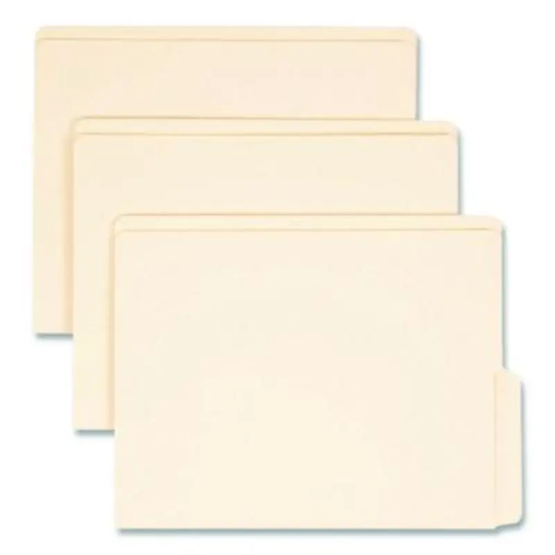Heavyweight Manila End Tab Folders, 9" High Front, 1/2-Cut Tabs: Bottom, Letter Size, 0.75" Expansion, Manila, 100/Box - File Folders | Smead