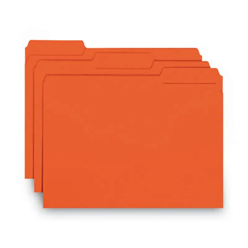 Interior File Folders, 1/3-Cut Tabs: Assorted, Letter Size, 0.75" Expansion, Orange, 100/Box - File Folders | Smead