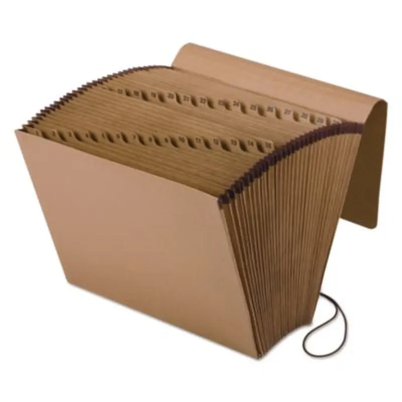 Kraft Indexed Expanding File, 31 Sections, Elastic Cord Closure, 1/15-Cut Tabs, Letter Size, Brown - File Jackets/Sleeves/Wallets | Pendaflex