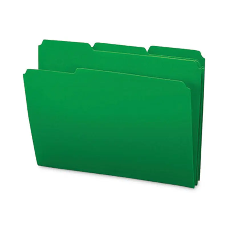 Top Tab Poly Colored File Folders, 1/3-Cut Tabs: Assorted, Letter Size, 0.75" Expansion, Green, 24/Box - File Folders | Smead