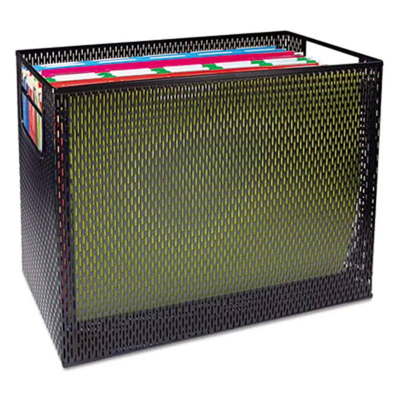 Urban Collection Punched Metal Desktop File, 1 Section, Letter to Legal Size Files, 13" x 5.75" x 10.75", Black - Desktop Document Racks & Sorters | Artistic