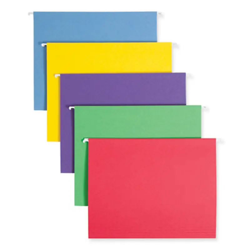 Color Hanging Folders with 1/3 Cut Tabs, Letter Size, 1/3-Cut Tabs, Assorted Colors, 25/Box - Hanging File Folders | Smead
